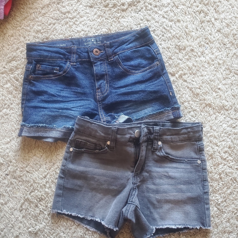 Denim&Co Blue and Gray Jean Shorts with Frayed Hem